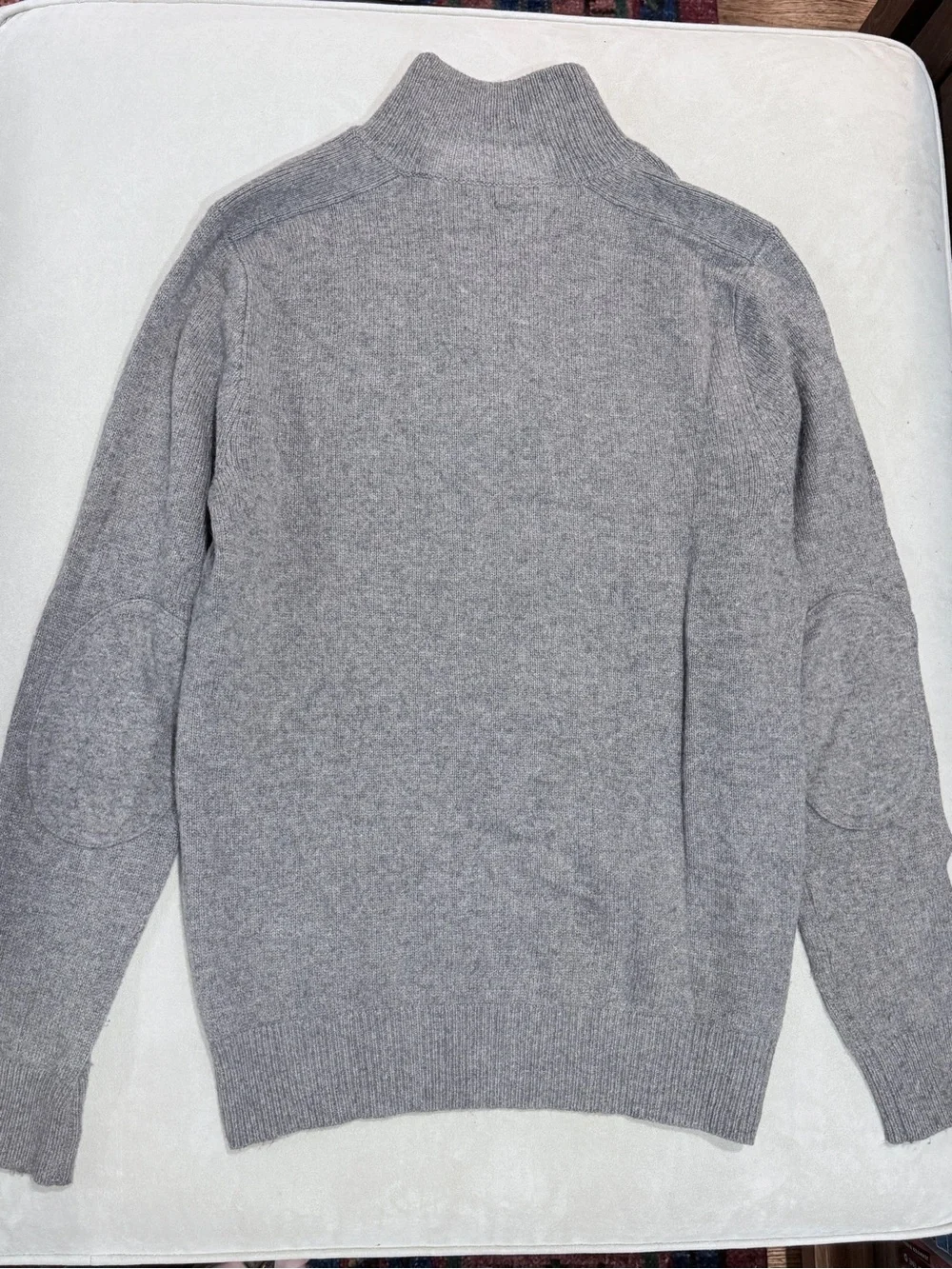 J. Crew Academic Professor Patch Sleeve Quarter Zip Wool Sweater Small